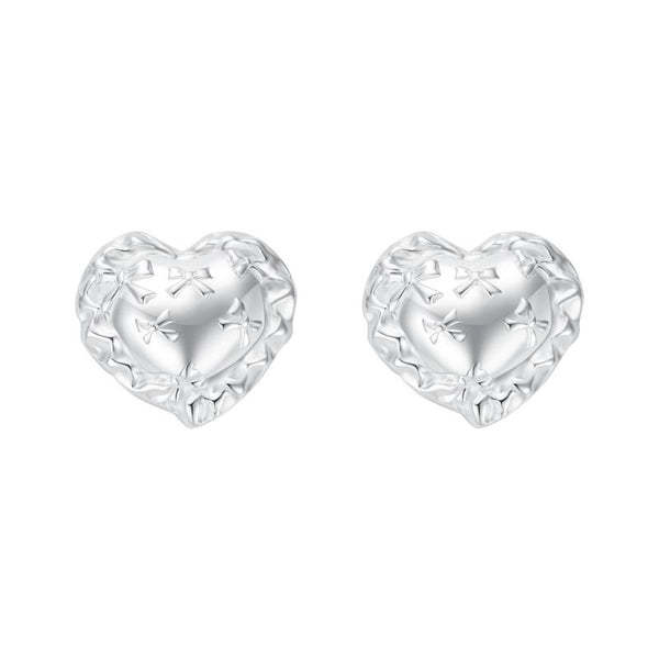 FJW sweet S925 sterling silver love bow stud earrings