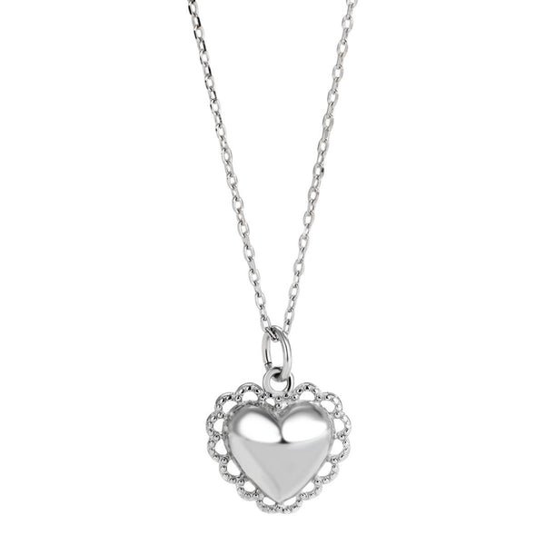 FJW S925 sweet glossy lace heart necklace