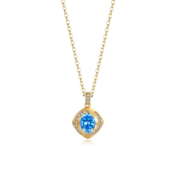 FJW S925 all-over sterling silver blue ocean treasure necklace