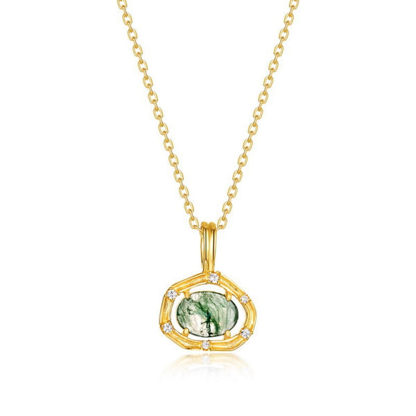 FJW S925 elegant green moss necklace