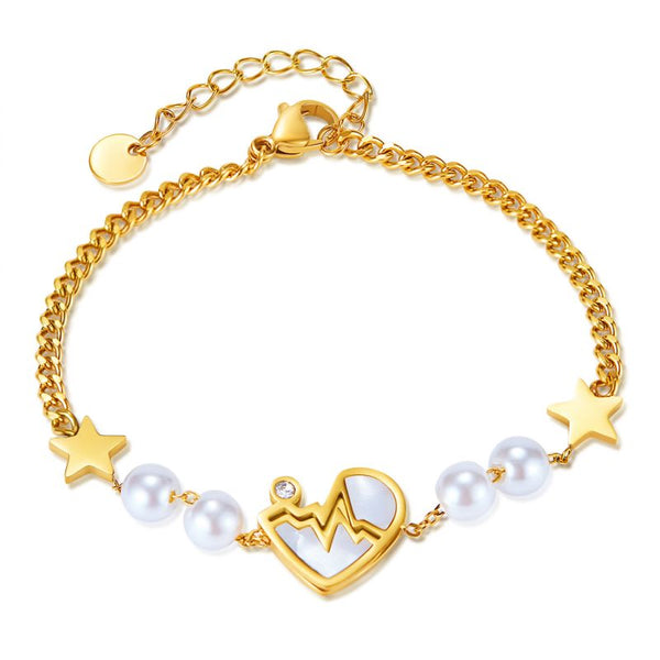 FJW fashion design simple star titanium steel pearl love bracelet