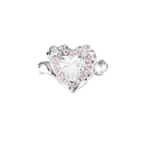 FJW trendy sweet pink love lava adjustable ring