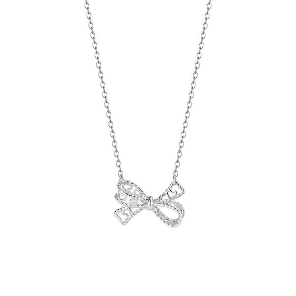 FJW minimal S925 elegant hollow bow necklace