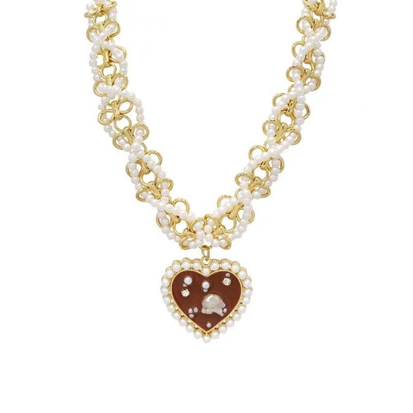 FJW sweetheart braided pearl garland necklace