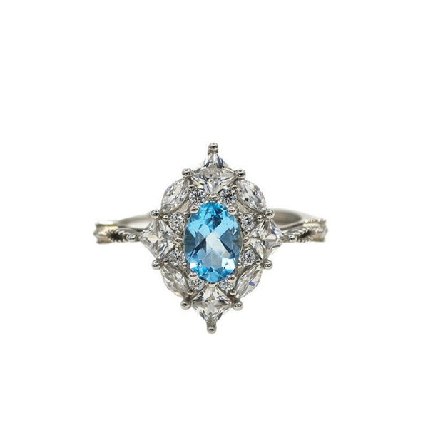 FJW S925 exquisite natural topaz adjustable ring