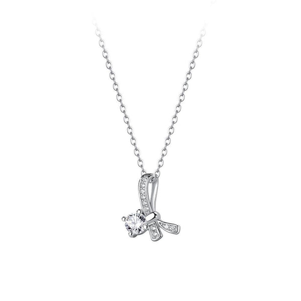 FJW S999 silver fresh cute bow necklace