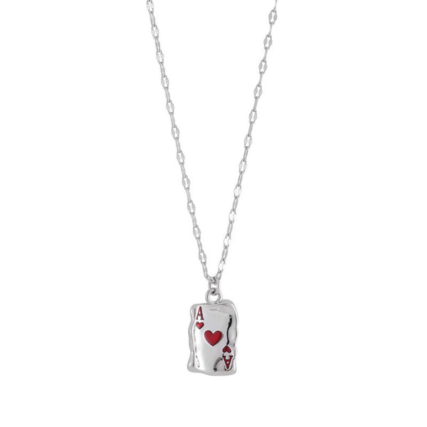 FJW sweet queen of hearts liquid playing cards necklace