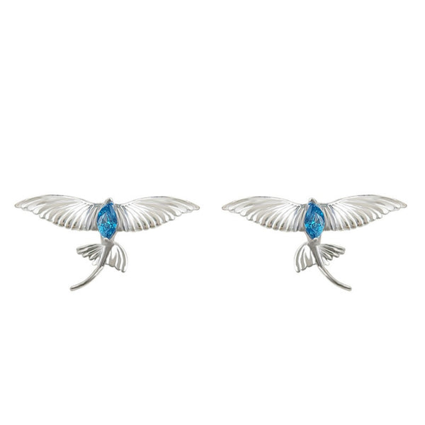 FJW blue flying bird earrings