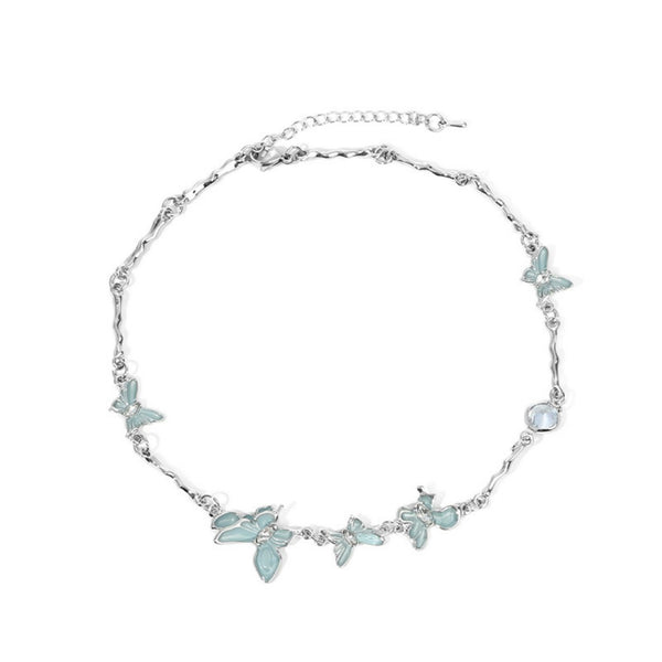 FJW vivid blue butterfly lovely matching necklace