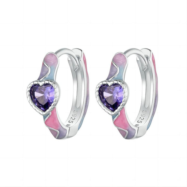 FJW S925 sterling silver sweet dreamy purple galaxy earrings