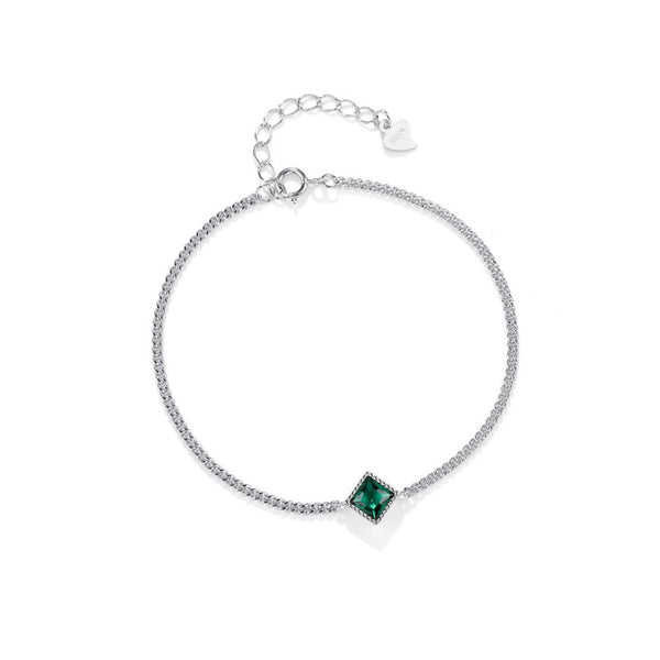 FJW S925 minimal elegant cube emerald bracelet