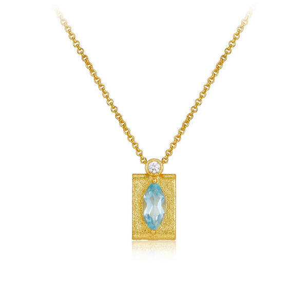 FJW S925 sterling silver natural topaz necklace