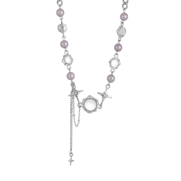 FJW purple pearl splicing crystal star necklace