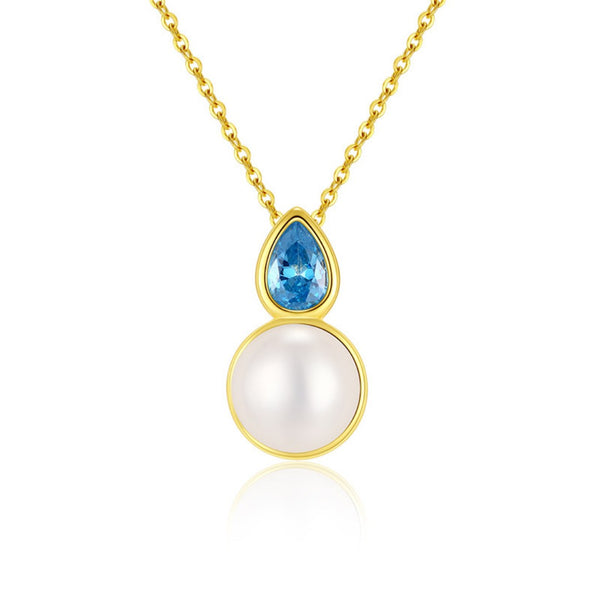 FJW S925 elegant simplicity water drop pearl necklace